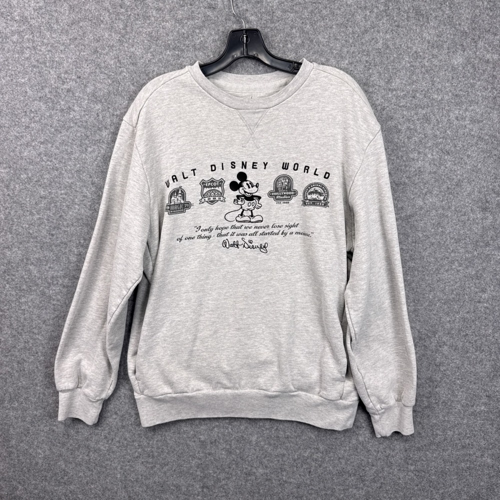Disney Parks Sweatshirt Walt Disney World Mickey Mouse Large Gray Cotton Blend